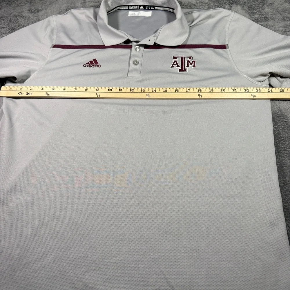 Adidas Texas A&M Aggies Climalite Polo Shirt Mens XL Gray Maroon Short Sleeve